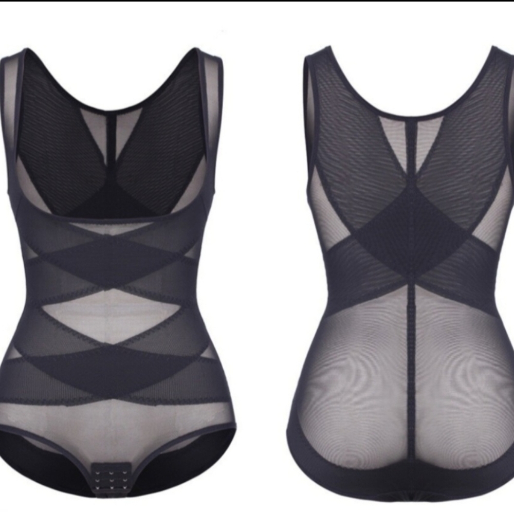 Waist Trainer Bodysuit Shapewear XXL Black Open Bust New 1799-U